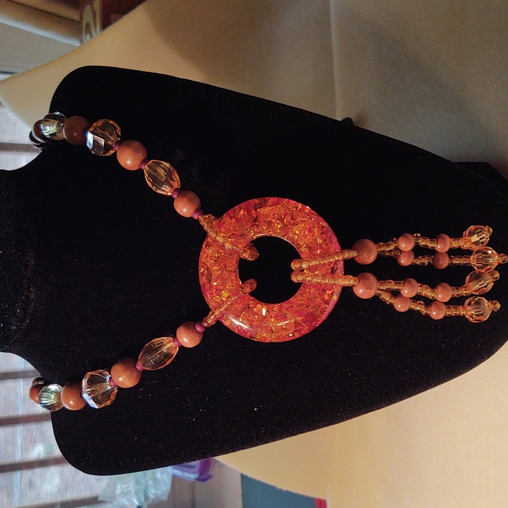 Necklace Acrylic and wooden beads